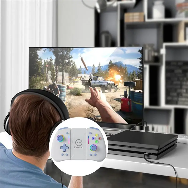 Linyuvo Game Controller Wireless Gamepad For Switch Gamepad For Windows Gamepad White Ash.-ABVP