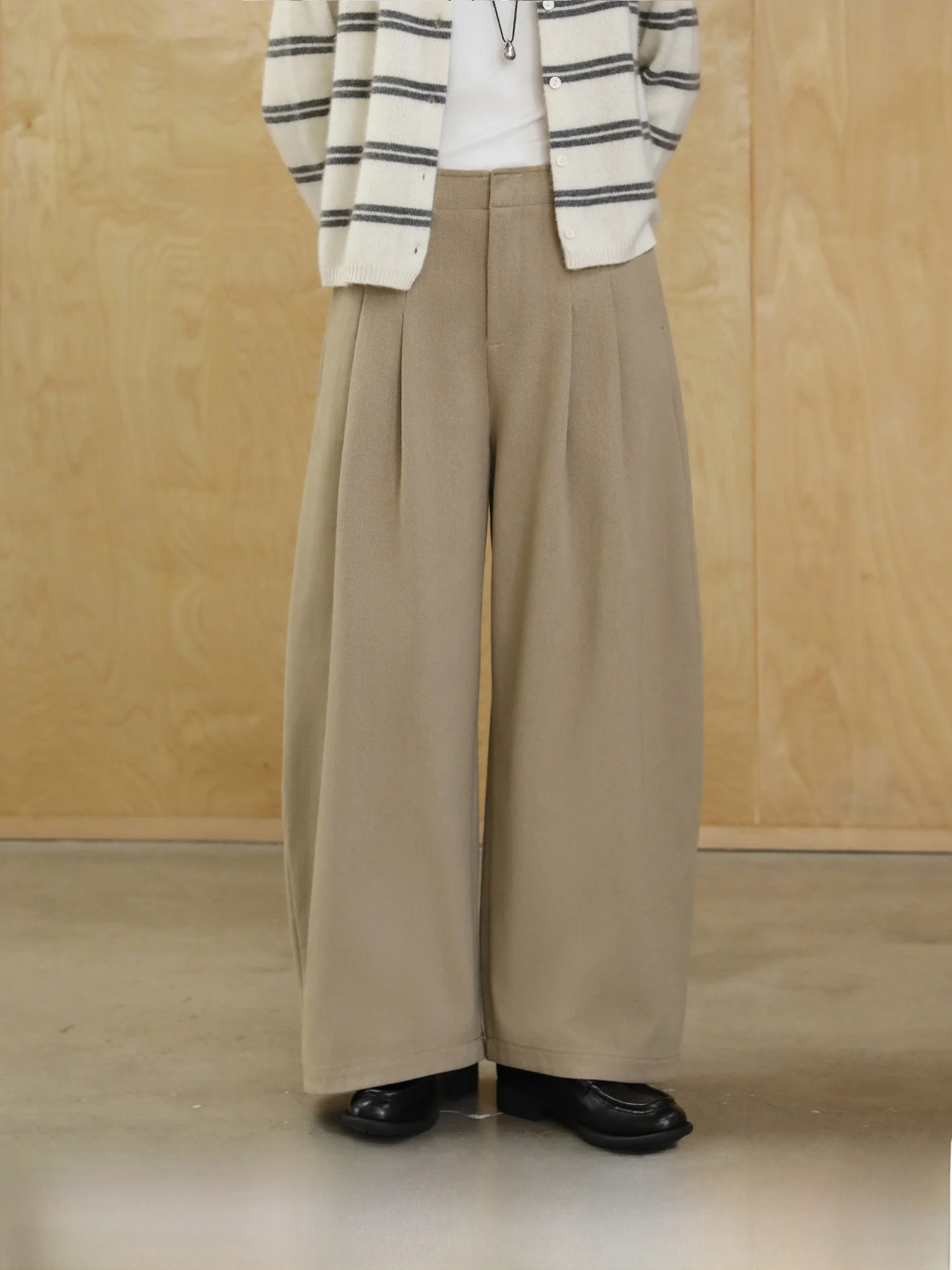 

MELLIIY 2025 Winter High Waist Wide Leg Pants Women's Casual Trousers Double Pleat Design mat Sle Knife Pants