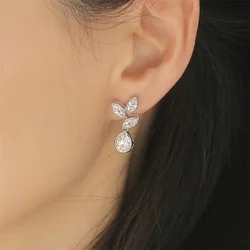 CAOSHI Dainty Drop Earrings Lady Chic Engagement Jewelry with Brilliant Zirconia Silver Color Jewelry for Wedding Ceremony Party