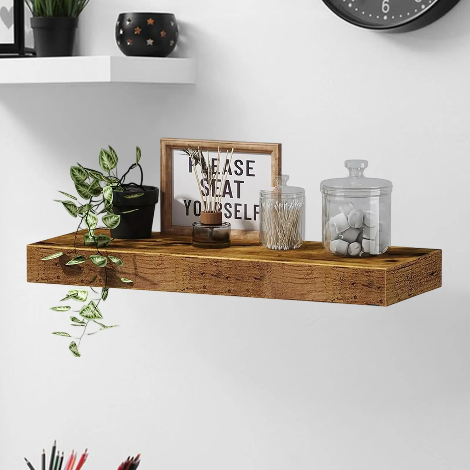 Solid Wooden Floating Shelf for Wall Wall Mounted Wood Shelf, Multipurpose Decorative Storage Display Stand For Home Living Room