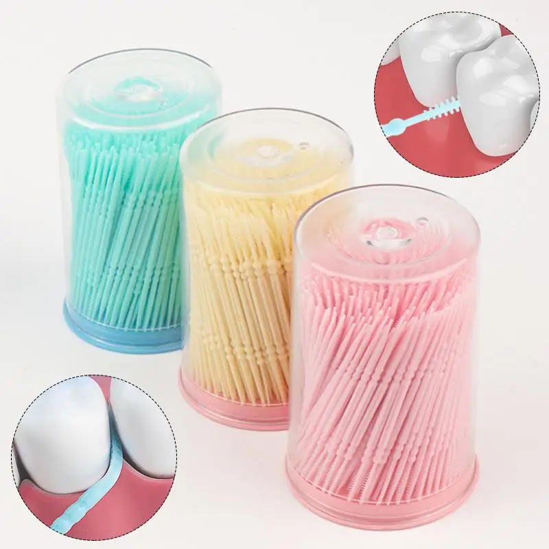 300/Pc/Pack Oral Interdental Toothpick Brush Plastic Toothpick Double Head Disposable Household Brush Teeth Picking Dental Floss