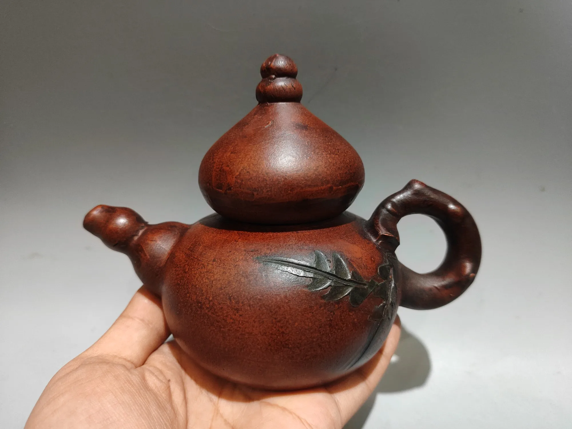 Collection Yixing Purple Clay Teapot Guateng pattern Gourd shaped Calabash Kettle Teapot Amass wealth Town house Exorcism