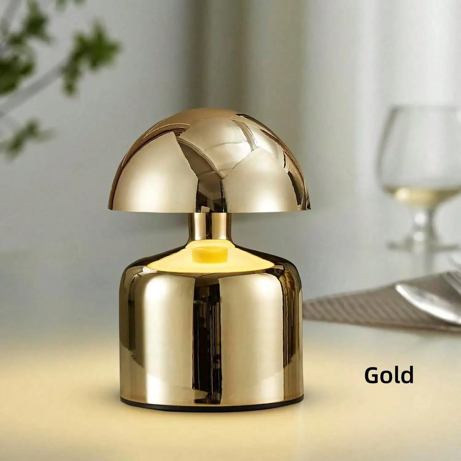 Lampada a fungo senza fili da 1 pezzo: controllo touch, dimmerabile, ricaricabile tramite USB, lampada da comodino/scrivania portatile