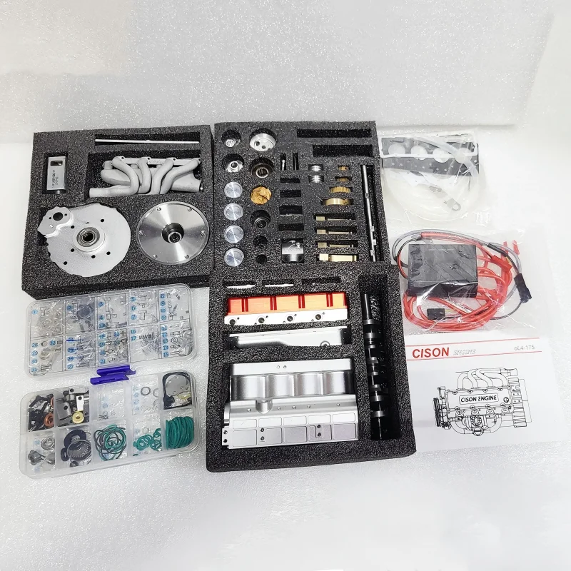 CISON Inline Viertakt Benzinemotor Model 17CC Metalen L4-175 V4 Motor Verbrandingsmotor voor RC Auto's Schepen speelgoed Gift