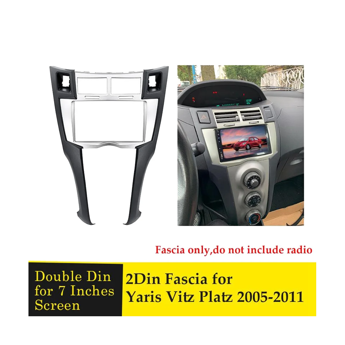 2 Din Car Radio Fascia for Toyota Yaris Vitz Platz 2005-2011 Dash Kit MP5 Stereo DVD Adaptor Panel Frame