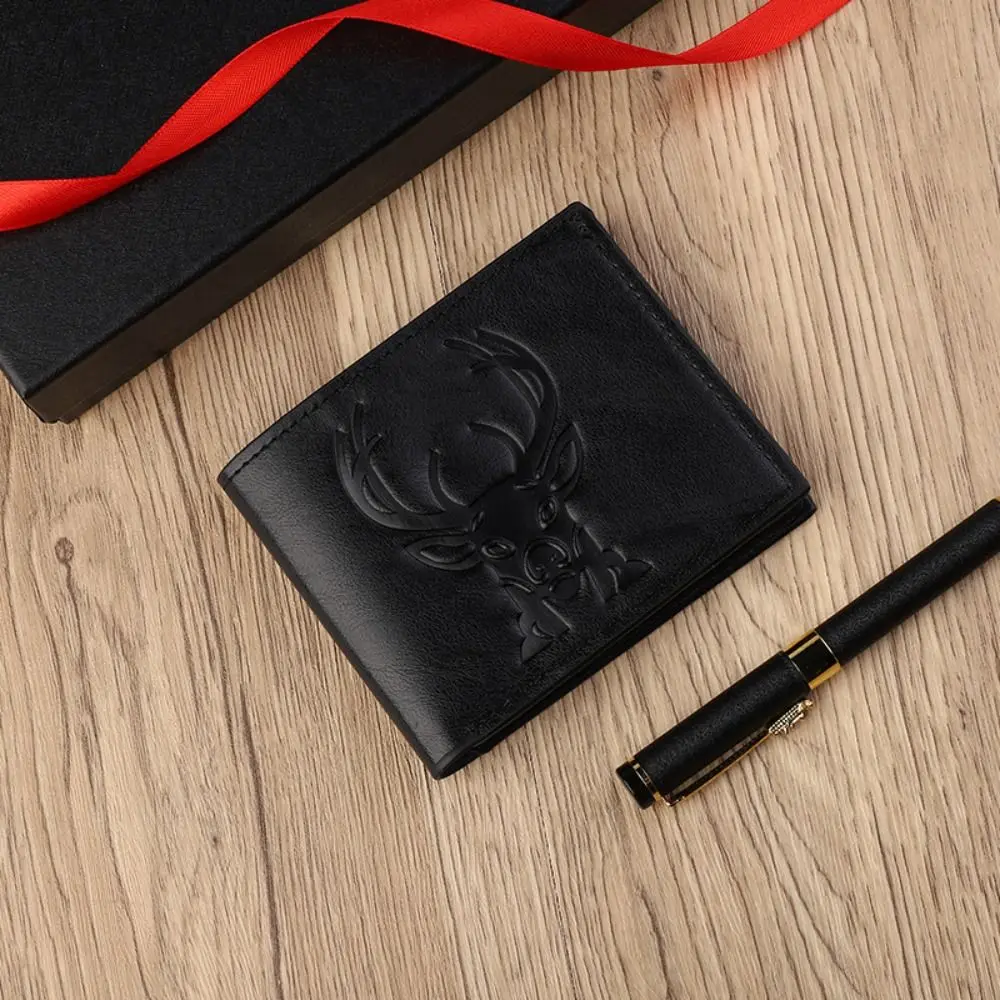 Мужской кошелек из искусственной кожи в стиле ретро с 3D тисненым узором, черный кофейный кошелек для монет, складной ультратонкий держатель для удостоверений личности для мужчин и женщин