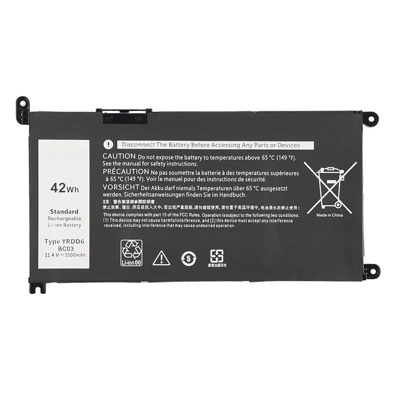 YRDD6 Laptop Battery 11.4V 3684mAh for Dell Inspiron 15 3000, 3493, 3582, 3583, 3593, 17 3793, 14 5000, 5480 Replacement Battery