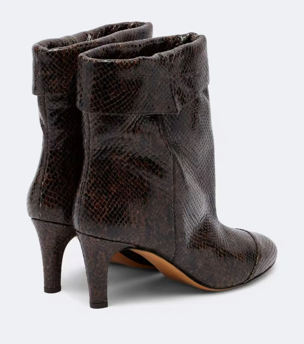 2026 Fall new in suede causal dress ankle boots Women‘s round toe black/brown leather high heels booties luxury designer shoes