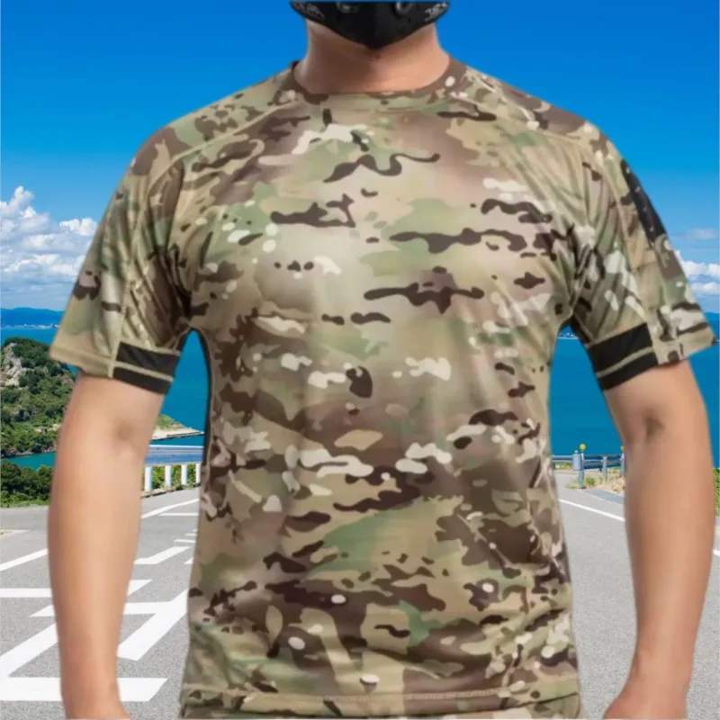 Men's Summer Camouflage Quick Drying Short Sleeved T-Shirt Lightweight Soft And Elastic tops Suitable For Outdoor Wear