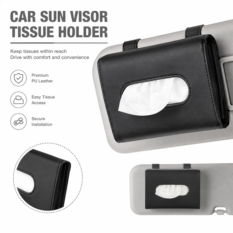 PU Leather Car Hanging Tissue Box Sun Visor Mount Paper Container Auto Interior Parts