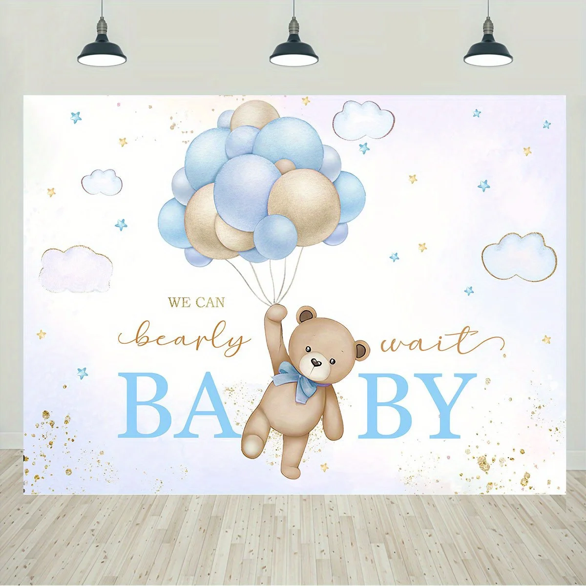 1pc 5x3ft We Can Bearly Wait Party Backdrop - Perfect For Boy Bear Baby Shower Party, Boy Photo Booth & Banner Decorations!