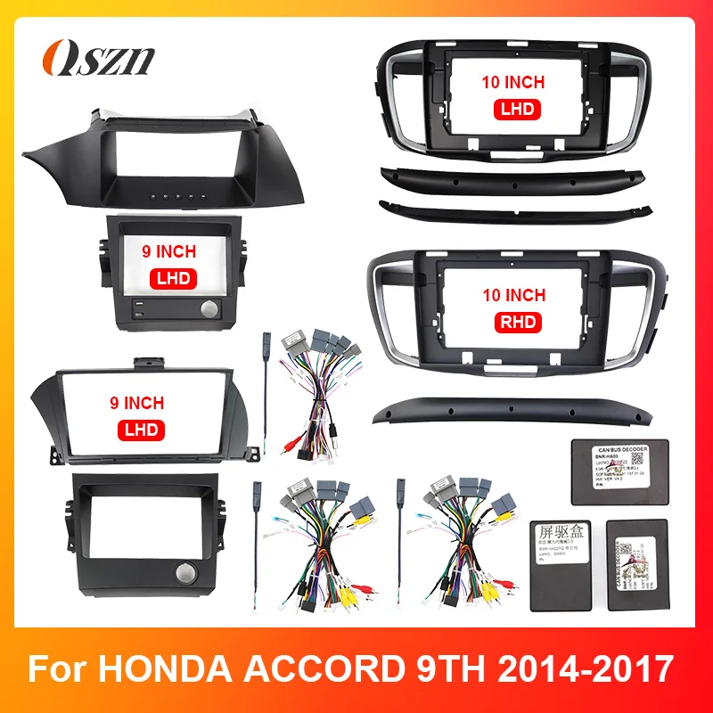 Marco de DVD para coche de 9/10 pulgadas, Kits de ajuste de tablero de Audio, Panel de Facia, marco de pantalla de reproductor de Radio 2 Din 2014-2017 para HONDA ACCORD 9TH Car (LHD/