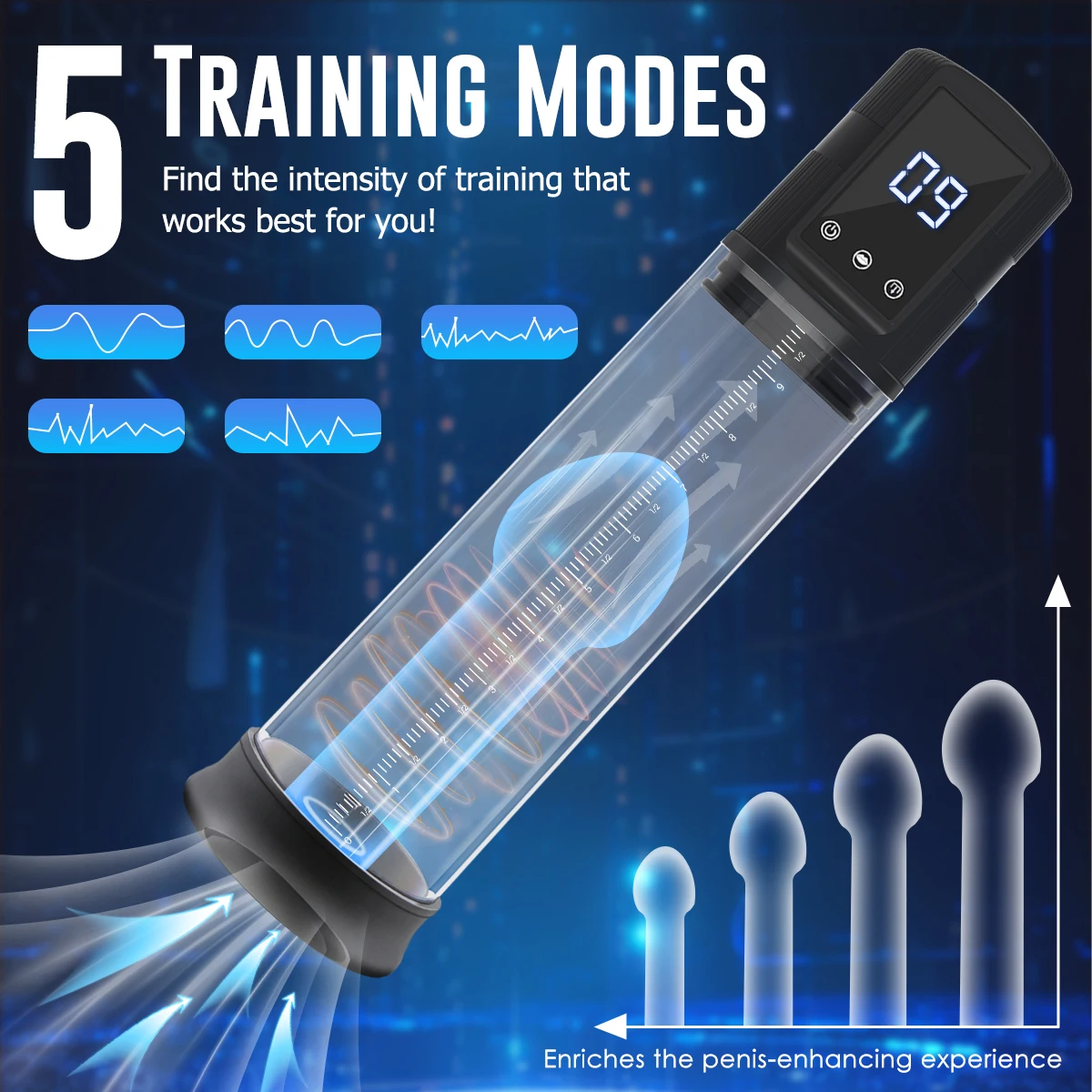 مضخة القضيب الكهربائية فراغ مص ذكر الموزه القضيب توسيع 5 وضع التدريب 5 مص الهزاز 3 غطاء من السيليكون الكبار #2