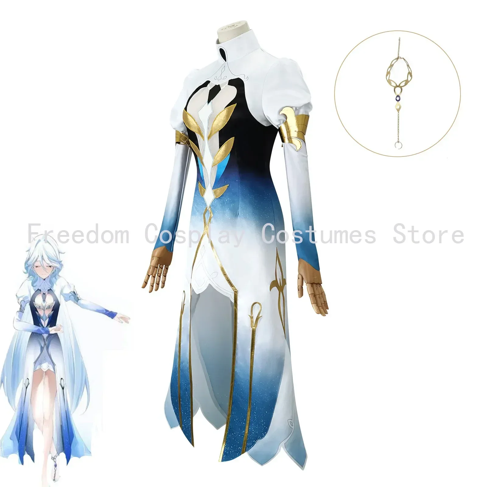 Focalors Cosplay Costume Furina Wig Game Genshin Impact Fontaine God of Justice Furina Cosplay Full Women Hallowen carnival Suit