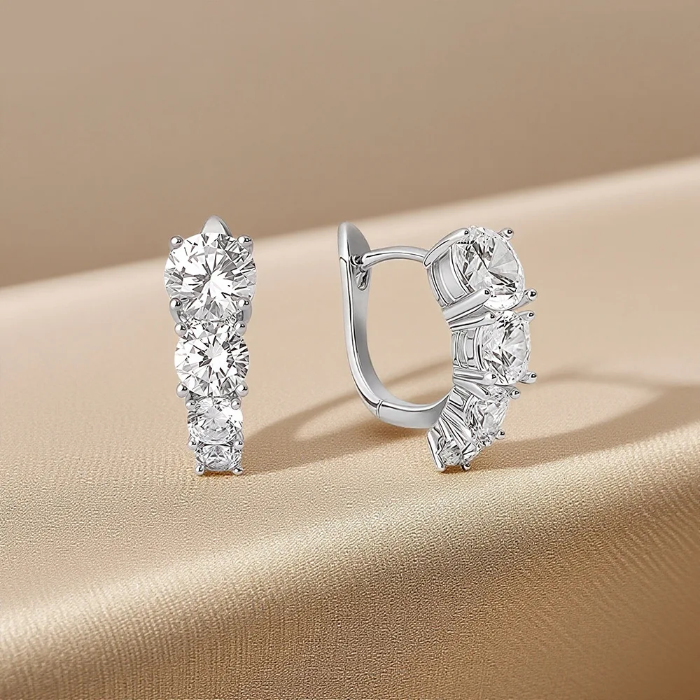 

Сертифицированные все серьги-кольца из муассанита для женщин, классические блестящие свадебные украшения, покрытие 925 пробы, 18 карат