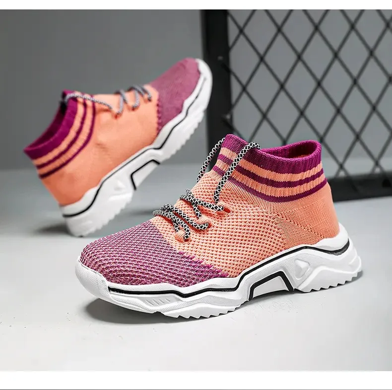 

Four-season children's breathable mesh surface, one-step, four-season flying weave kids sneakers kids shoes