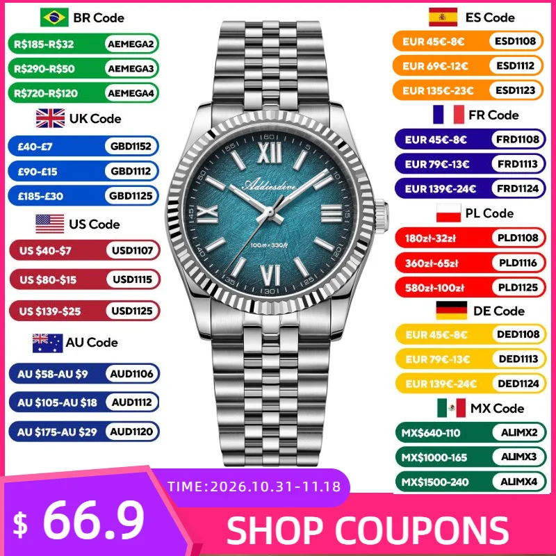 Watch Accessories - ساعة أنيقة للنساء من ADDIESDIVE فاخرة