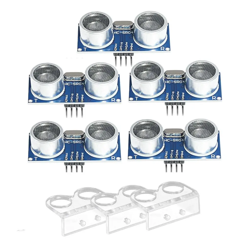 5Pcs Ultrasonic Sensor Blocks Module Kit Distance Sensor HC-SR04 with 3pcs Mounting Bracket for Rapsberry Pi 3 Robot Programming