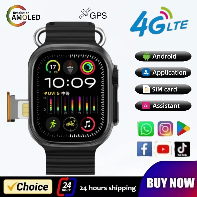 

"Android Smartwatch C9S 5G Network SIM Card 2.1 inch Amoled GPS WIFI Global Call Smart Watch Men Ultra 4g SIM Card "