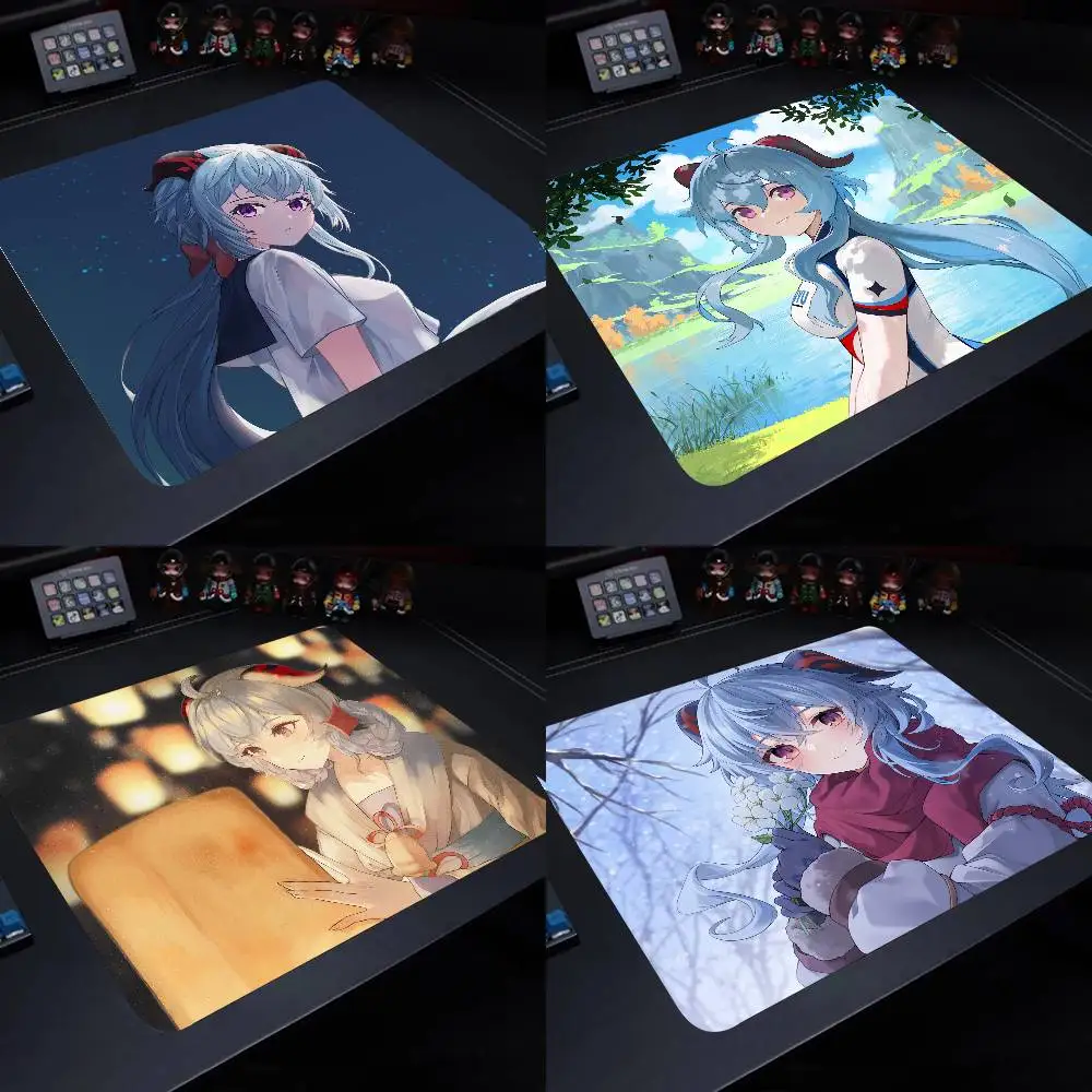 Ganyu Genshin Impact Mouse Pad 22X18 Square Computer Accessories Office Game Table Mats Rubber Anti-slip Mousepads