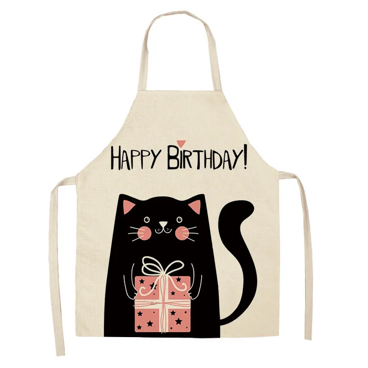 1 Pcs Cute Cat Pattern Kitchen Apron For Women Bibs Household Cleaning Pinafore Home Cooking Aprons  Chef Apron For Man