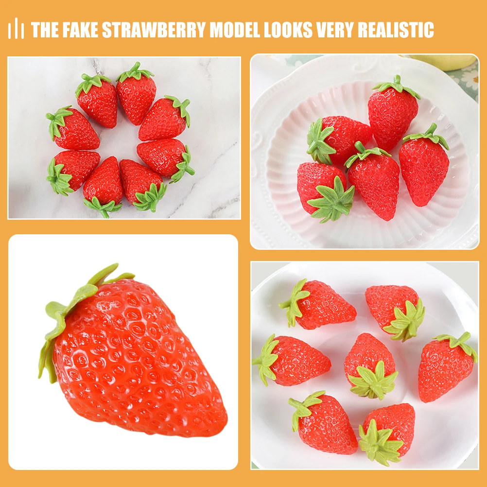 3 Pcs Simulated Strawberries Artificial Fruits Decor Birthday Party Props Food Display Photography Accessories Montessori