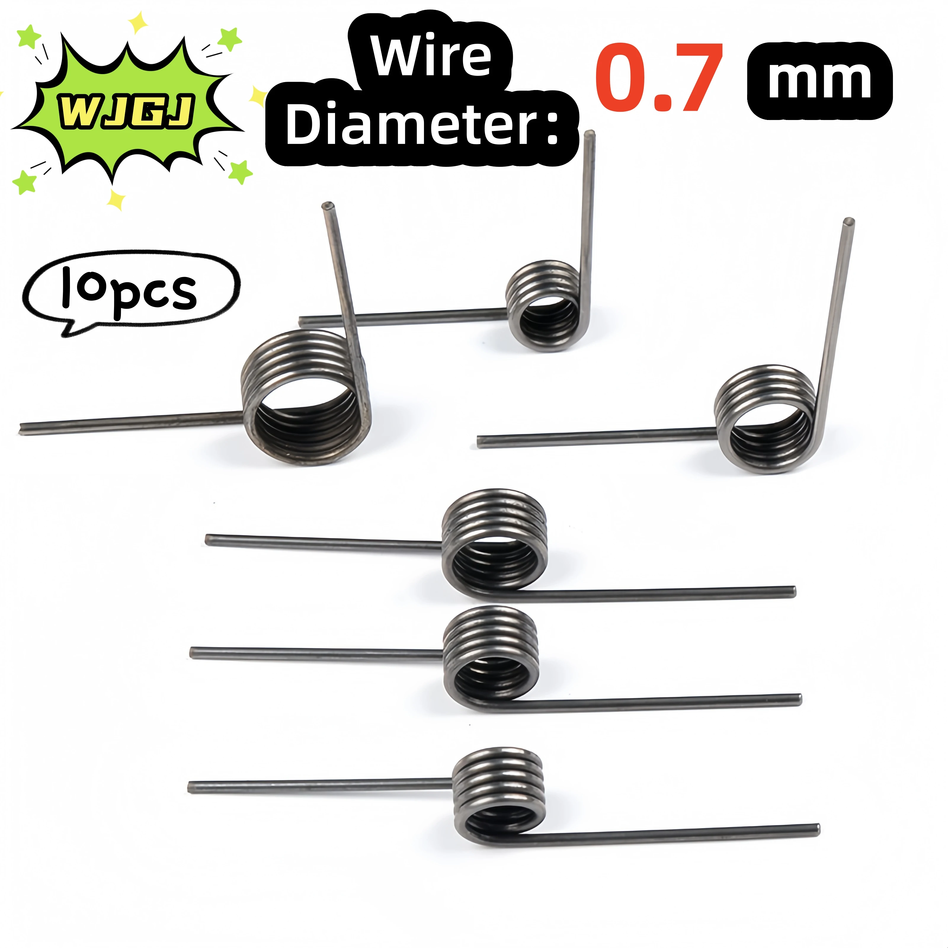 10pcs-0.5mm Wire Gauge 65Mn Spring Steel Mini Torsion Spring Multi Coils 60/90/120/180 Degrees Bidirectional Rotation