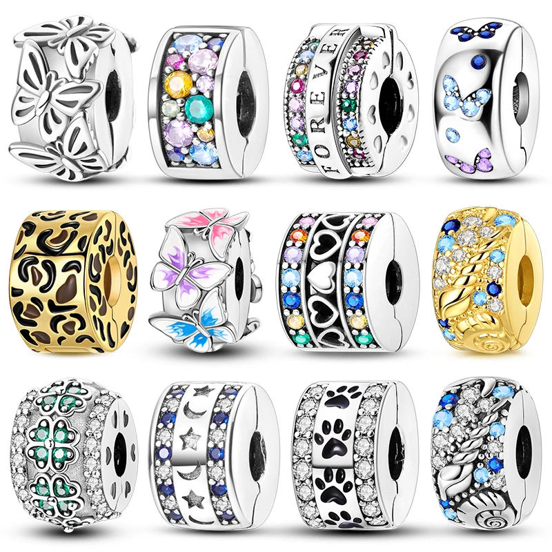 Colored Zircon Positioning and Fixing Clips Charm Beads Fits 3mm Bracelets Bangle Necklace For Women Pendant Luxury DIY Jewelry