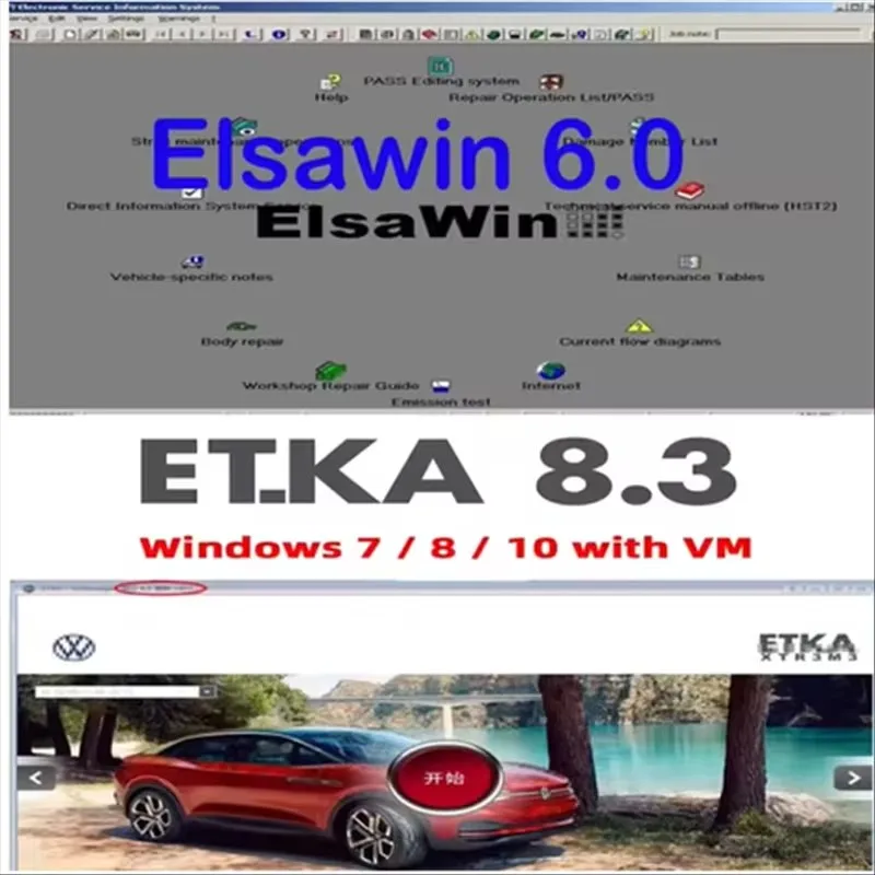 2024 Newest ETKA 8.3 ELSAWIN 6.0 for Auto Repair Software Group Vehicles Electronic Parts support so many models