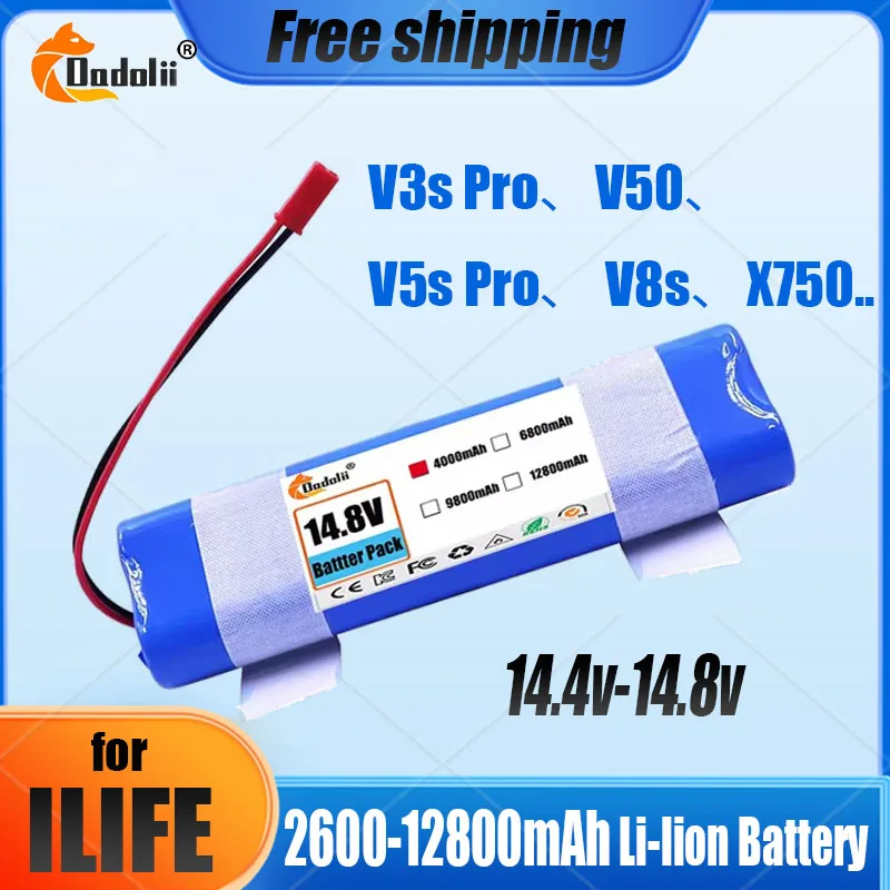 

14.4V 18650 12800mah Li-lion Battery for ILIFE V3s Pro, V5s Pro, V8s, V8 Plus，V80，V80 Max，V80 Pro,V3s Max PX-B010