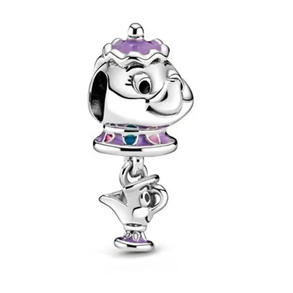 New Elephant Tea Cup Disney Charm Suitable for Original Pandora 925 Silver Bracelet DIY Women's Jewelry Christmas Gift