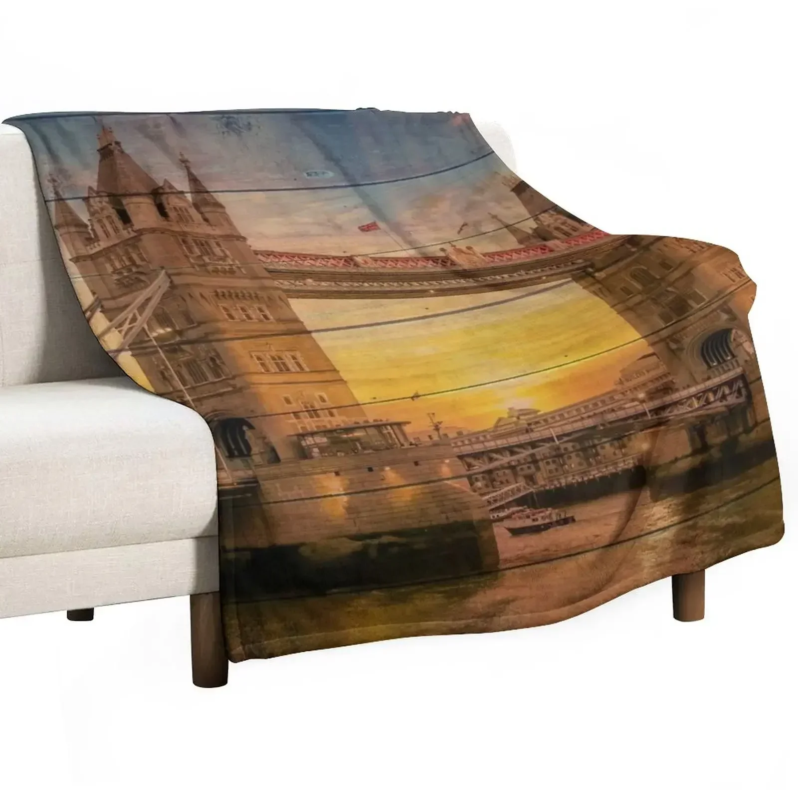 London Tower Bridge - Wood Design Throw Blanket Decorative Beds Summer Luxury Brand Travel Bed Furrys Blankets
