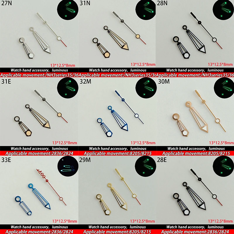 Accessori puntatore orologio luminosi per NH3/2836/2824/35/36 8205/8215 puntatore centrale macchina per parti di ricambio per riparazione orologi