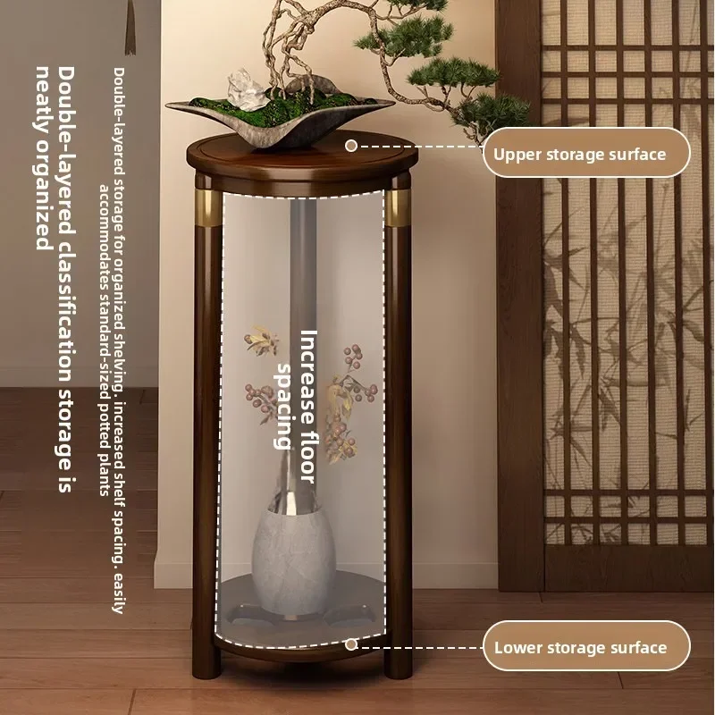 Bamboo flower rack shelf Indoor flower pot rack Living room flower table Balcony Dill hanging orchid Chinese flower table image 4