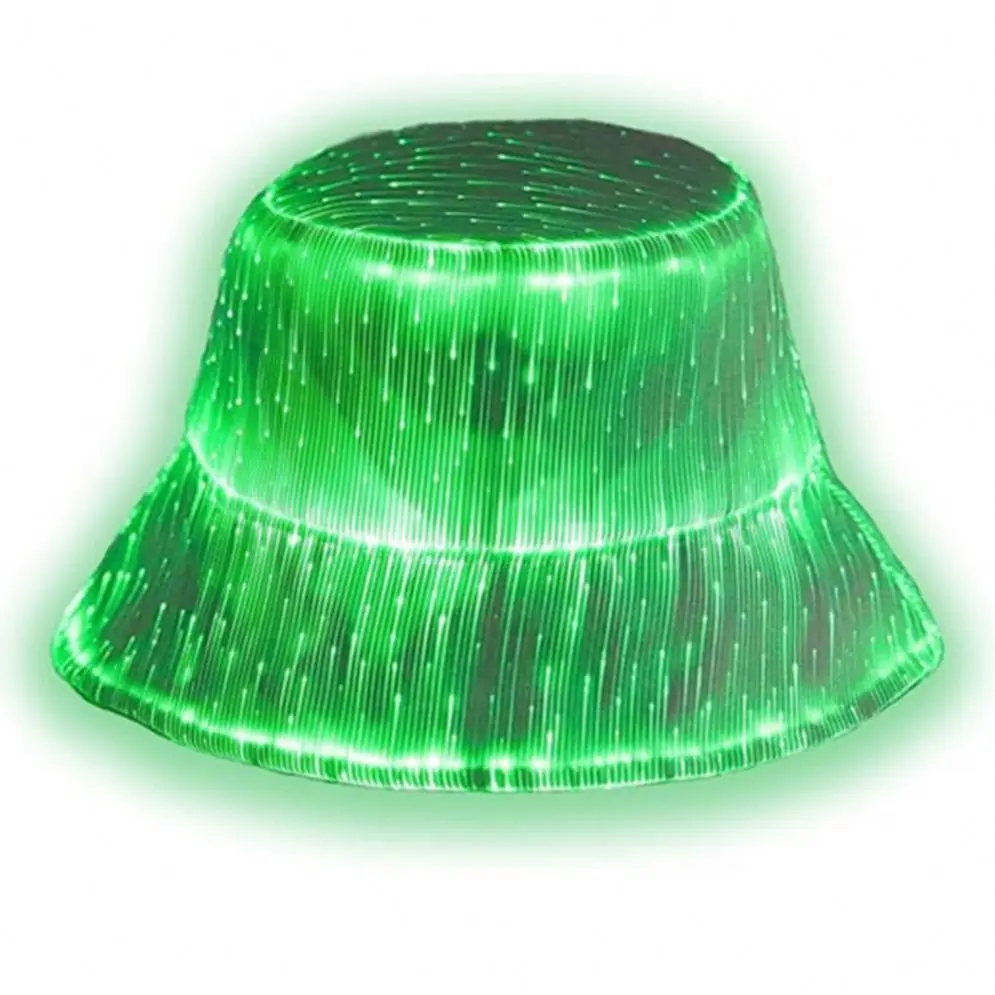 LED Light Up Bucket Hat, 7 Colors Glow in Dark, Fisherman Cap for Rave Party