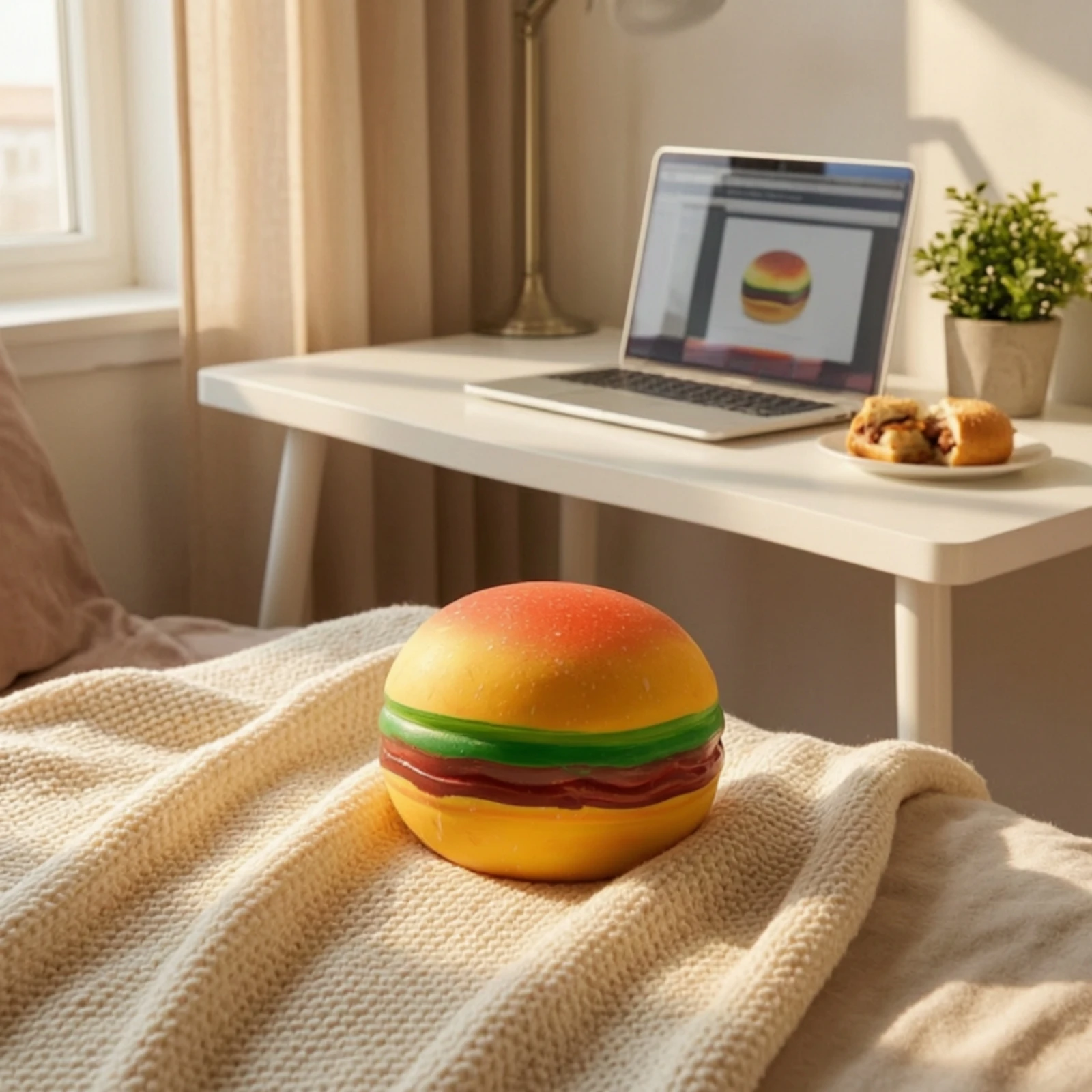 Hamburger Squishy Slow-Rebound Hamburger Press Toy Stress-Relief Press Toy Squeezable Oversized for Fidgeters, Office Desk