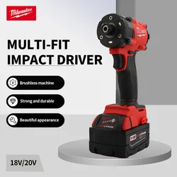 Milwaukee driver de impacto sem escova 300n.m 18v bateria de lítio motor sem fio recarregável chave de impacto chave de fenda ferramenta elétrica