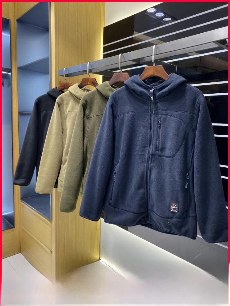 

Double-Sided Fce Hooded Jaet Men's Warmth-Trap Polyester Fiber Long-Sve Zipper Closure Youthful Sle Thiened A...