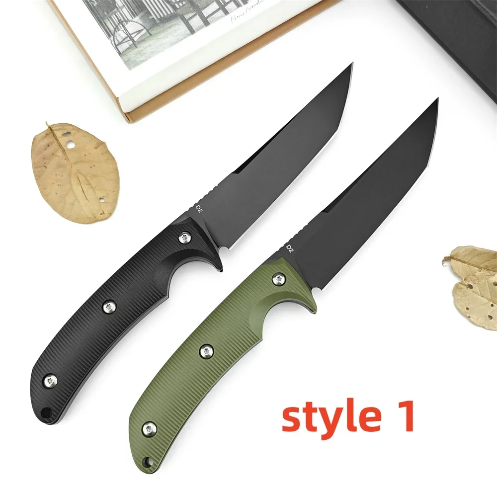 Portable BASTINELLI Fixed Hunting Knife D2 Blade G10 Handle with Sheath Military Knives Outdoor Barbecue EDC Tactical Tool