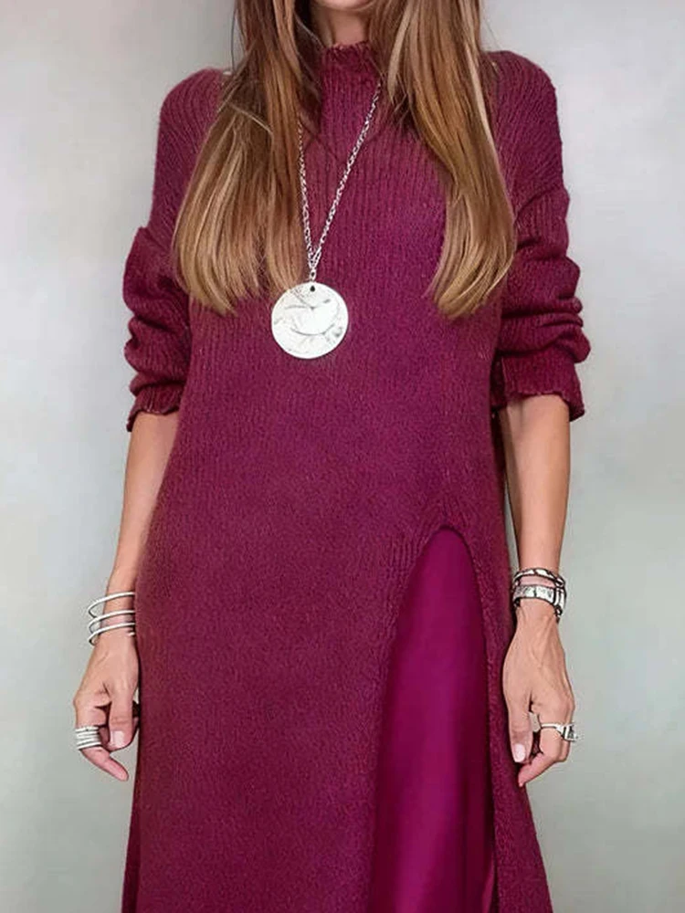 

Винтажный свитер с длинными рукавами, одинаковые кружевные комплекты с лямкой на шее, модные женские свободные комплекты, элегантные комплекты из двух предметов с кисточками и подолом