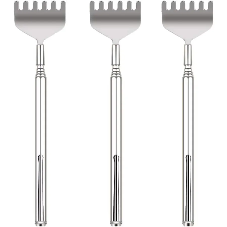 Gratte-dos extensible, gratte-dos télescopique en métal et masseur pour les mains, cadeau d’anniversaire ou de Noël pour hommes et femmes.