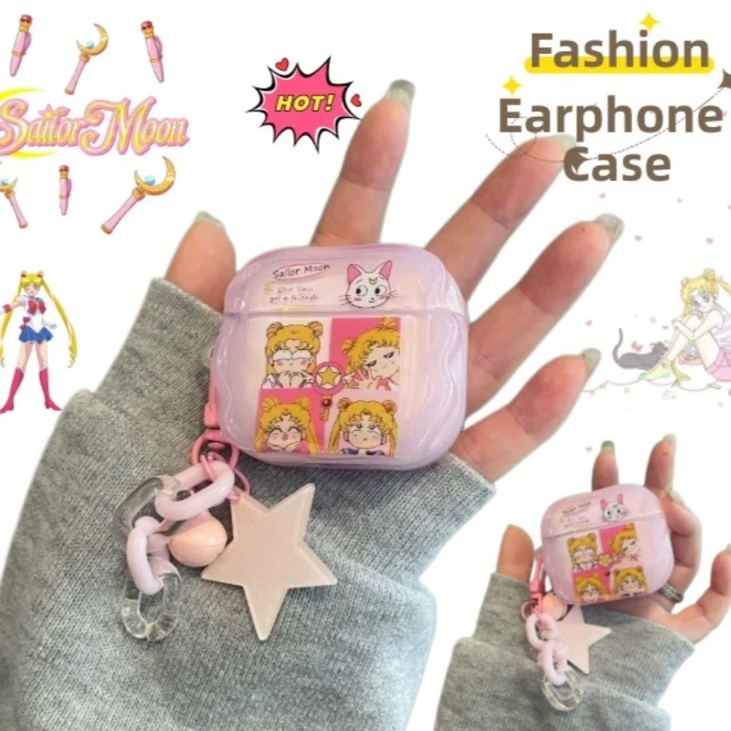 Funda para auriculares Sailor Moon Apple, bonita y elegante, para AirPods 4 inalámbricos, funda para auriculares Pro 2, nueva generación 3, 2 y 5