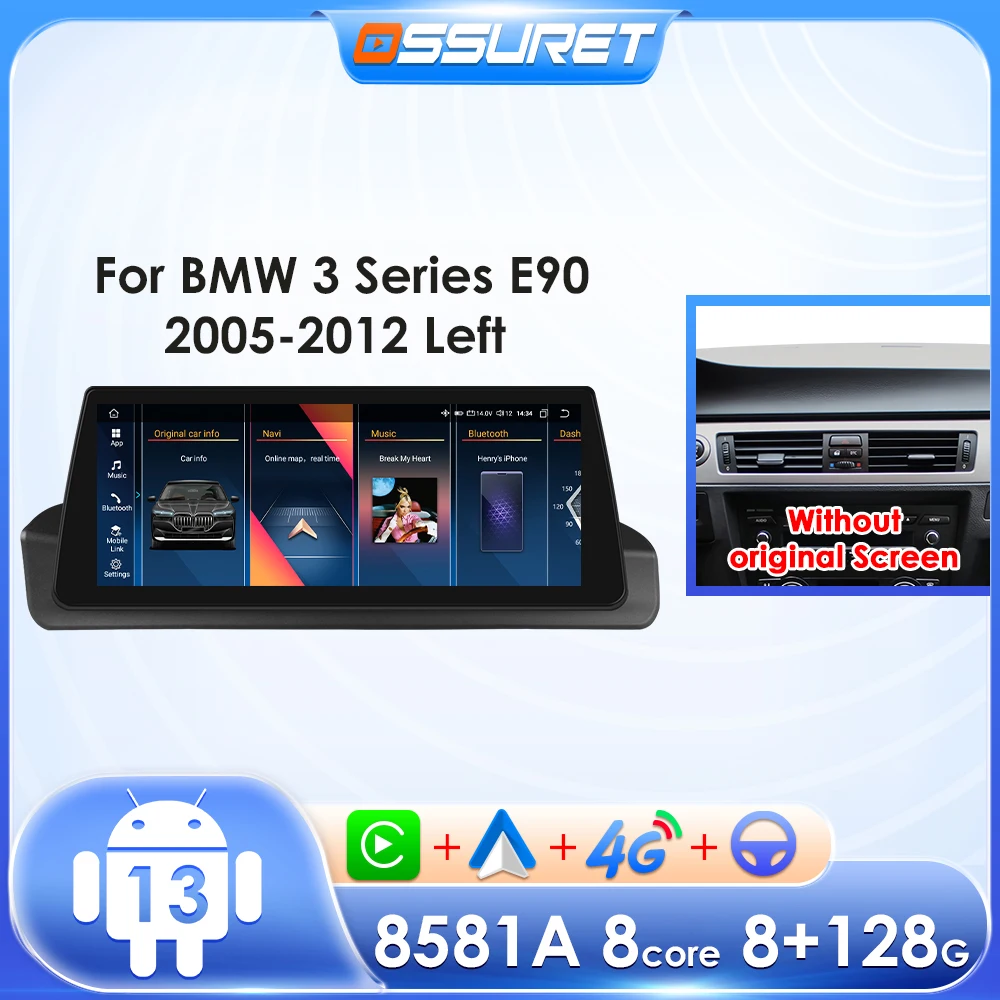 Lettore video multimediale da 10.25 "per BMw serie 3 E90 2005-2012 guida a sinistra/destra Autoradio Carplay Android Auto GPS 4G WIFI