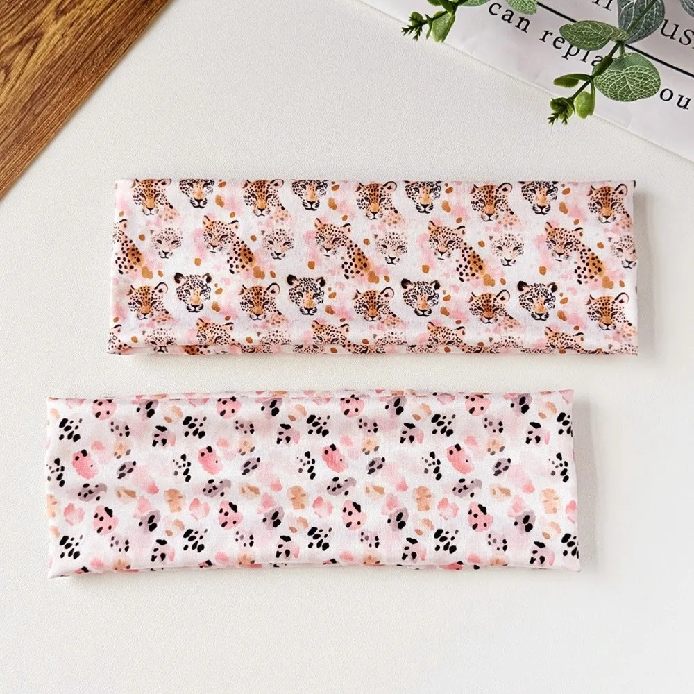 New High Elasticity Leopard Print Headband Wide-brimmed Sweat Absorbing Sports Headband Breathable Yoga Headband Sports