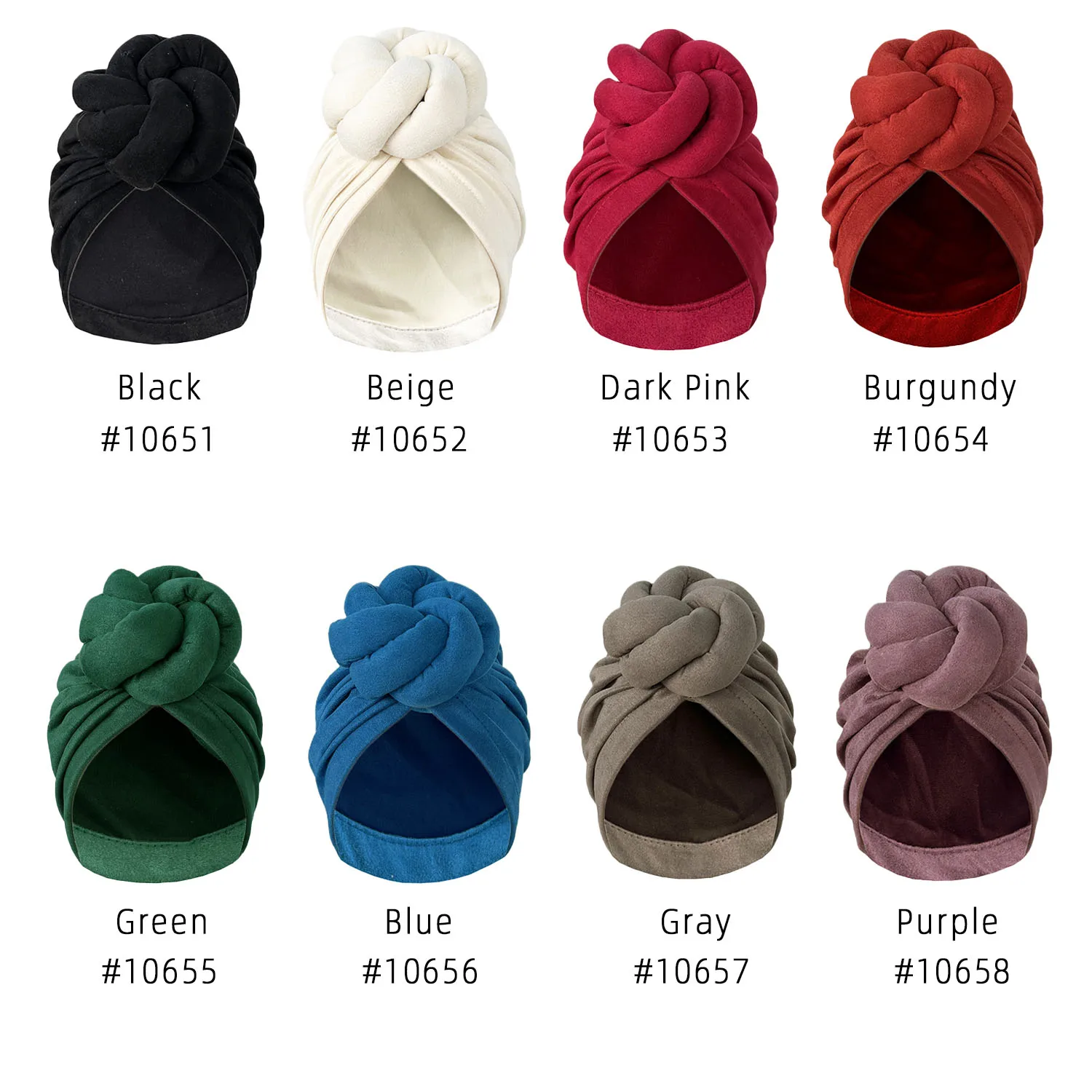 New Pre-Made Knotted Turban Hat Suede Head Wraps Elegant Pleated Beanies Headscarf For Women Turban