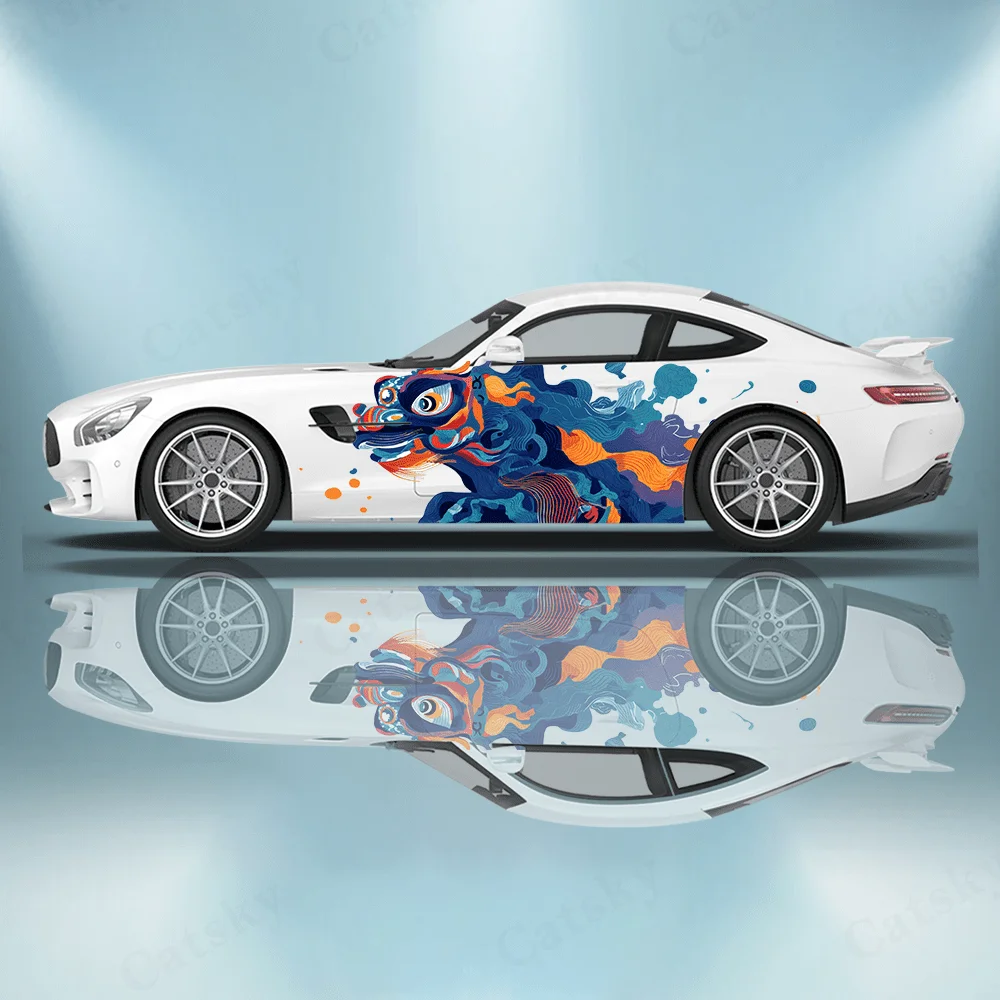 Classical Style Dragon Dance Car Vinyl Wraps Decal Self-adhesive PVC Sticker Suitable for Trucks SUV Decor Auto Accessories Gift