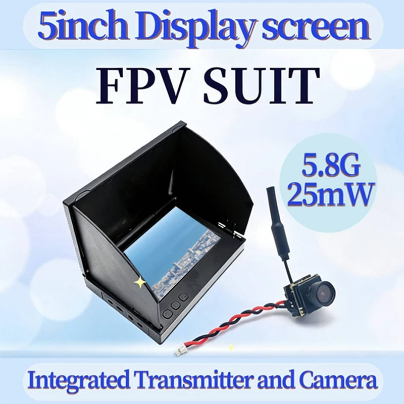 SLONWAKE FPV 25mW power MINI simulation VTX Integrated Transmitterand Camera 5 inch Receiving screen 800*480PX for RC Drone Part