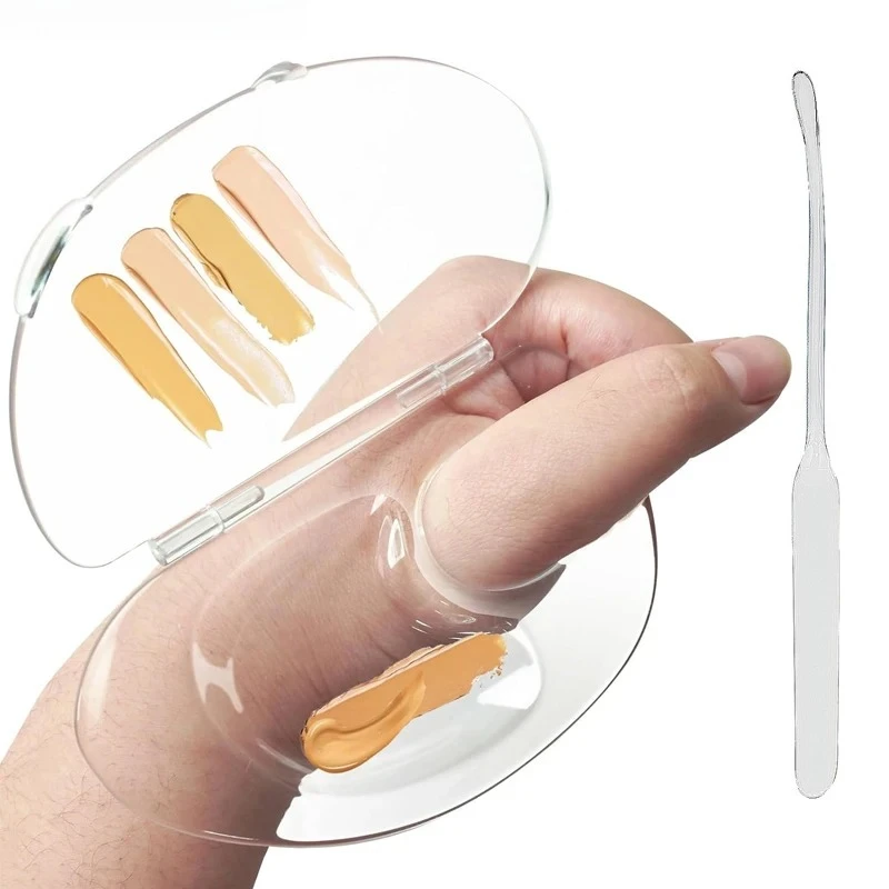2sets Portable Practical Foldable Makeup Mixing Palette Kit Makup Mixing Tray With Spatula Liquid Foundation Color Mixing Tray C