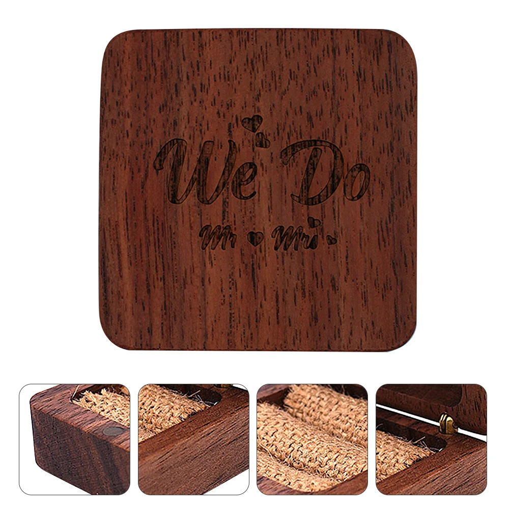 

Solid Wood Ring Box Jewelry Rings Storage Container Case Organizer for Earrings Wooden Proposal