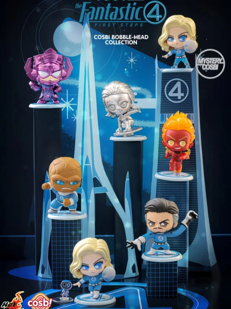 ของแท้ Hottoys Cosbi Fantastic Four: First Steps กล่องตาบอดรุ่น Miniature อะนิเมะตัวเลข Mystery กล่องของเล่นแฟนของขวัญ